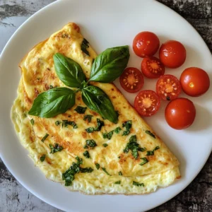 Serving-the-Basil-Omelet-with-Fresh-Basil-and-Parmesan