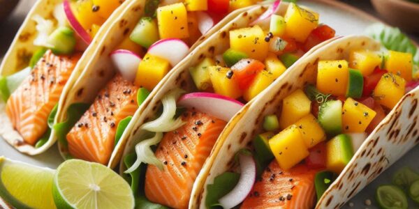 Coho Salmon Tacos with Fresh Mango Salsa