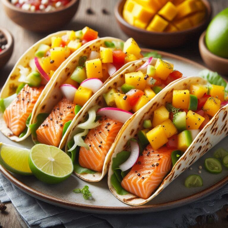 Coho Salmon Tacos with Fresh Mango Salsa